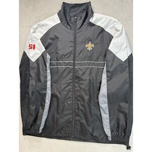 Vintage New Orleans Saints Jacket Mens Sz XL Black Windbreaker NFL Football Zip